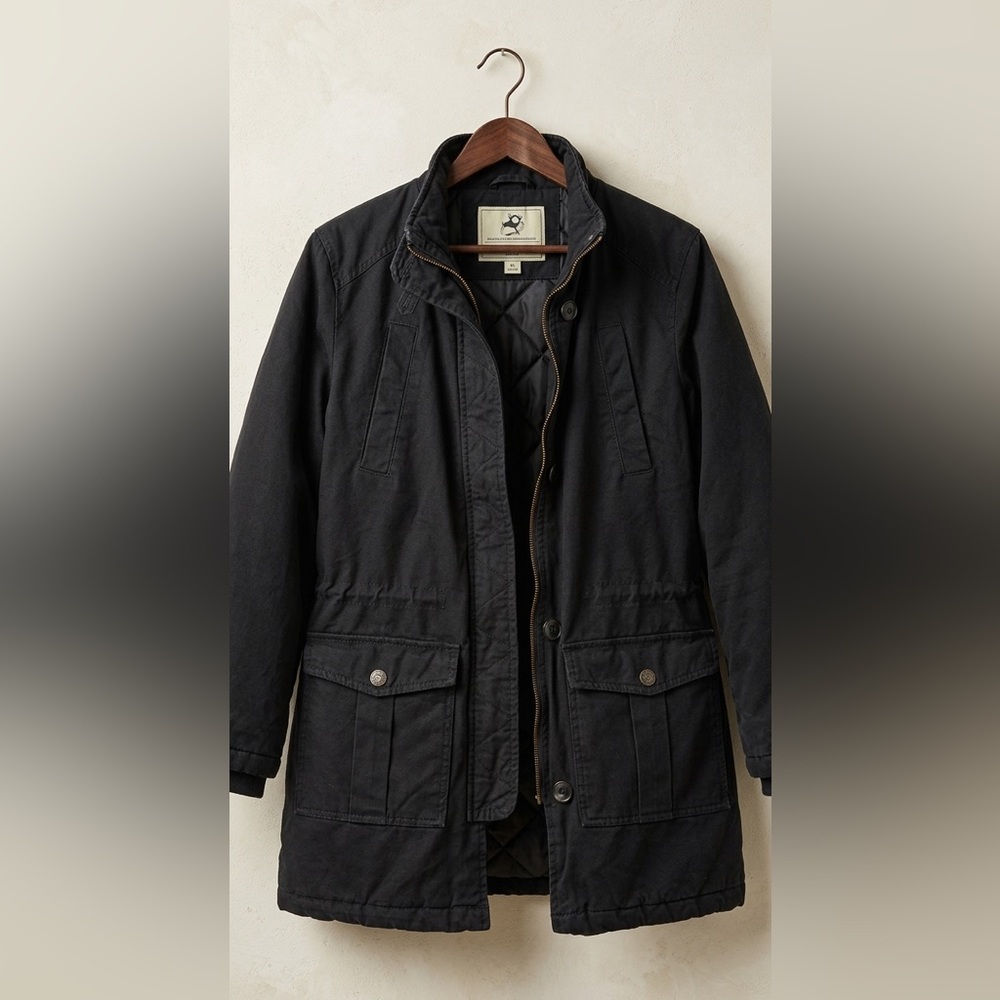 Utility Chore Jacket Quilted Lined Parka Cinch Waist Military Barn Coat Small